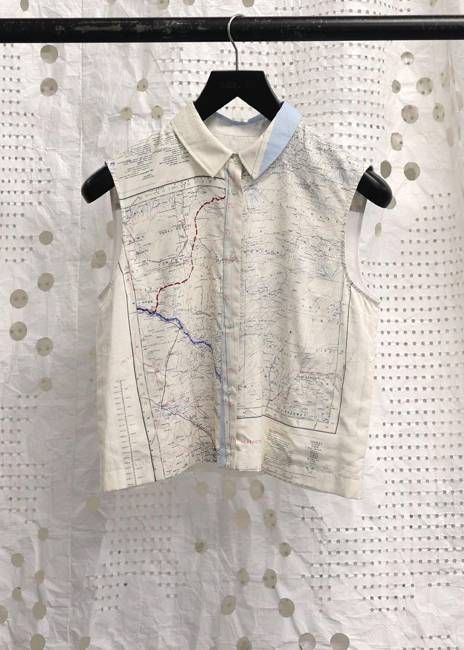 1950S Silk Map Sleeveless Shirt Multi