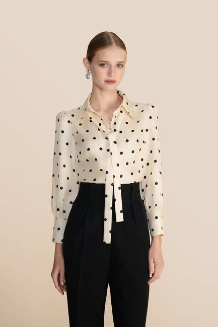 Cecily Cream Polka Spot Blouse