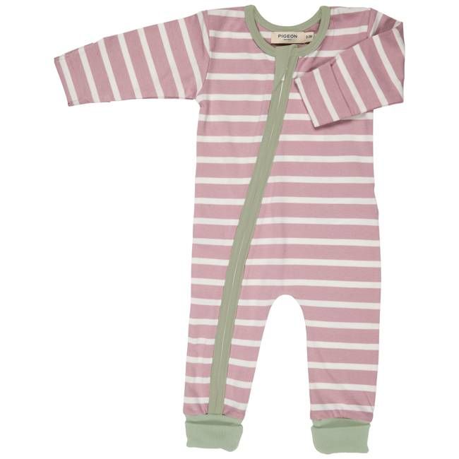 Zip Romper (Breton Stripe) - Pink