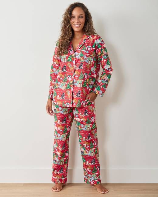 Meowy Christmas - Tall Long PJ Set - Red Bow