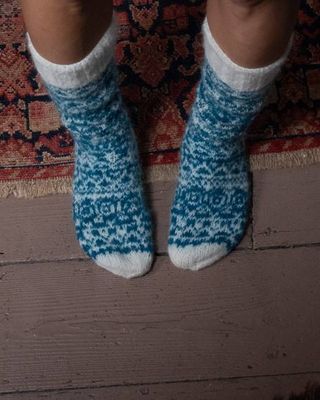 Hand Knitted Mohair Slipper Socks