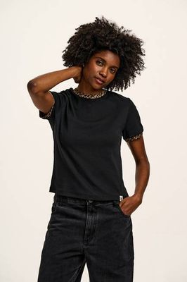 Maya - Cotton T-Shirt in Black Leopard Print