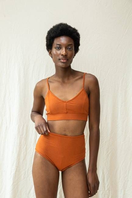 Yoka Bamboo & Organic Cotton Blend High Waist Briefs in Terracotta