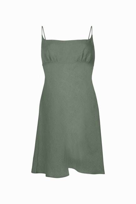 The Nicola Mini Slip Dress in olive green