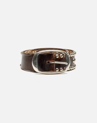 70s Studed Leather Belt -#1000