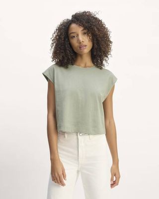 The Muscle Cropped Tee in Essential Cotton | Sage Green