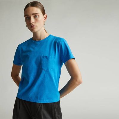 The Box-Cut Tee in Essential Cotton | Brilliant Blue | Pocket