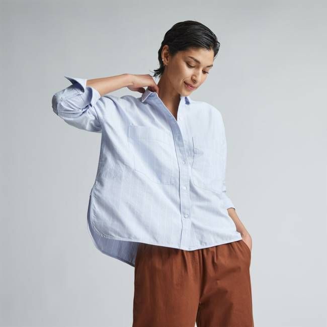 The Boxy Oxford | Periwinkle / White