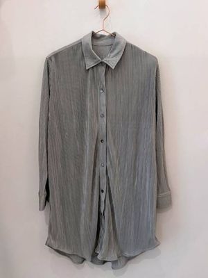 Sample Sale Eliza Dress in Steel Blue Plisse