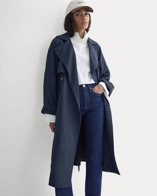 Drapey Twill Trench | Navy