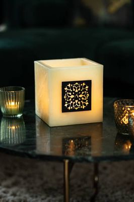 Large Wax Lantern with Wooden Window