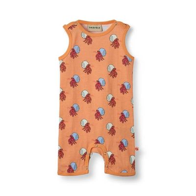 Sleeveless baby suit with hermit crabs