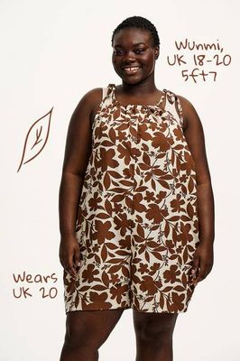 Ren - Cotton & Linen Playsuit in Brown Mirage Floral Print