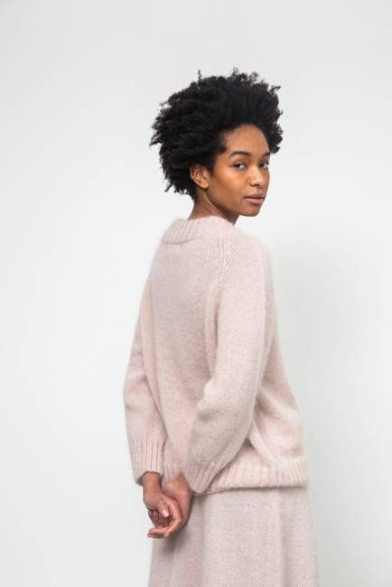 Solstice Mohair Knitted Jumper in Shell Pink