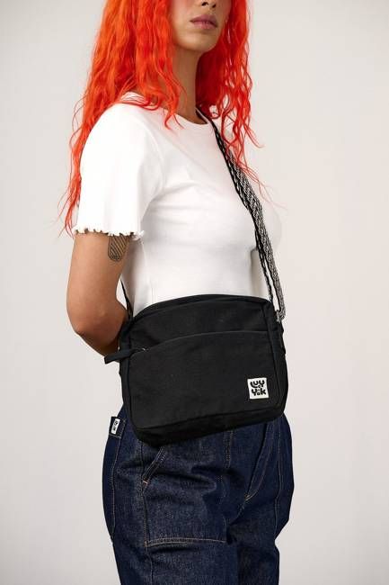 Dara - Cotton Crossbody Bag in Black