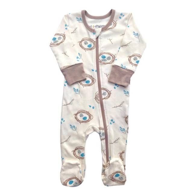 GOTS Certified Organic Cotton Zippy Footed - Quail Nest