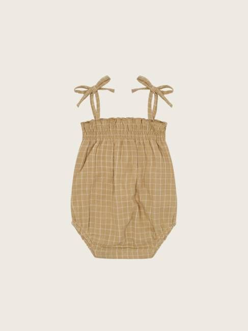 Grid Check Wheat Spaghetti Bodysuit