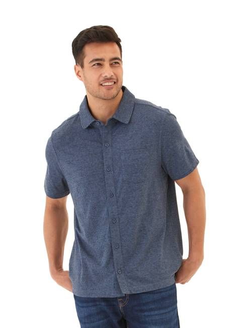Paxton Black Fleck Triblend Button-Down Pocket Shirt