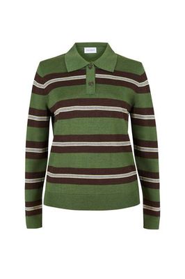 Galante 100% Merino Polo Top Olive Stripes