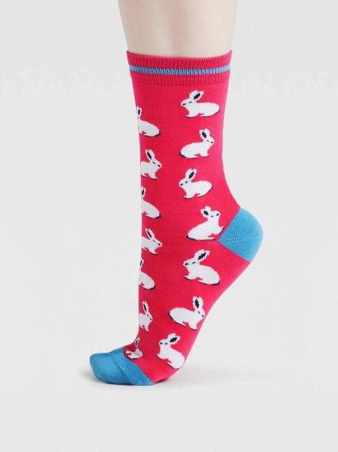 Elsa Easter Bunny Bamboo Socks - Neon Pink