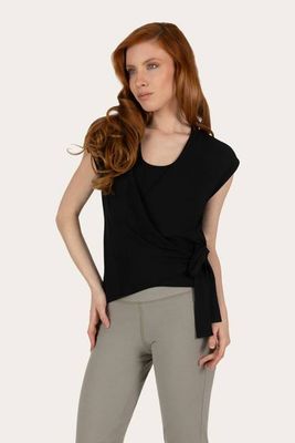 Aurora Yoga Wrap Top - Onyx Black