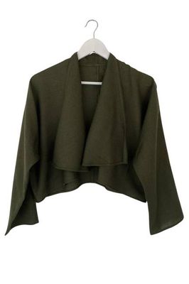 NEU! Langärmliger Waterfall Bolero aus Wolle Olivgrün
