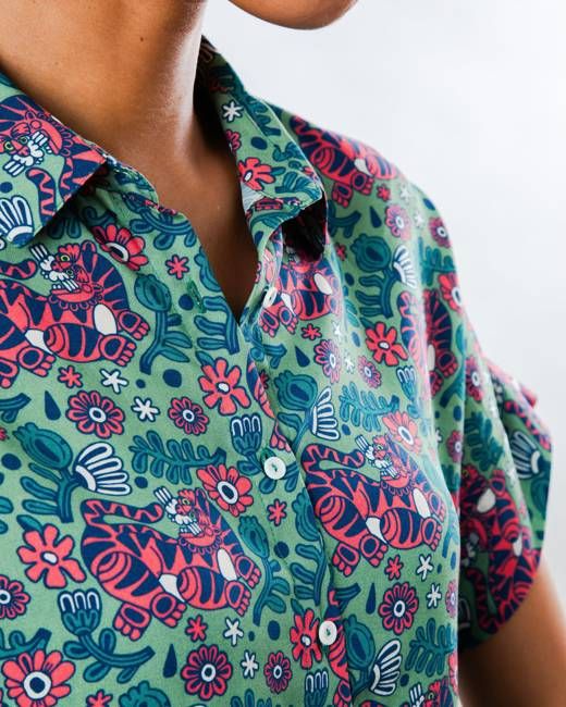 Asis Percales Tigris Batwing Blouse Light Green