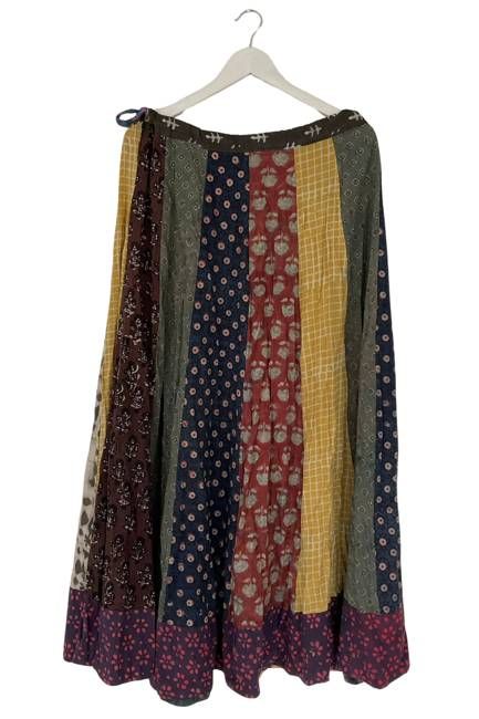 NEW! Flared Cotton Blockprint Patchwork Skirt No. 7