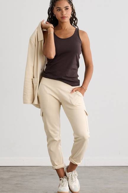 Women's Organic Double Faced Luxe Cargo Trousers