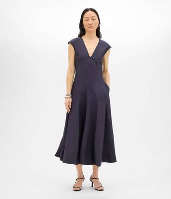V Neck Day Dress | Midnight