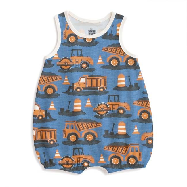 Bubble Romper - Roadwork Orange & Blue
