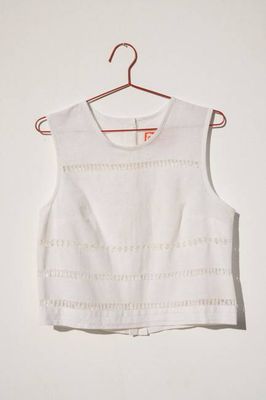 Zoe Sleeveless Shell - Openwork on Linen (M)