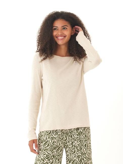 Francine Textured Slub Jersey Twist Long Sleeve Top