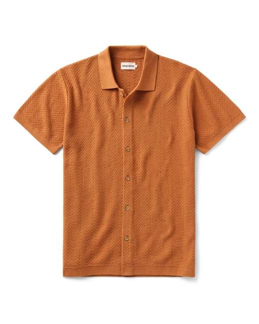 The Button Down Polo in Desert Herringbone