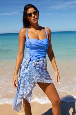 Organic Cotton Sarong | Dianthus Blue/White