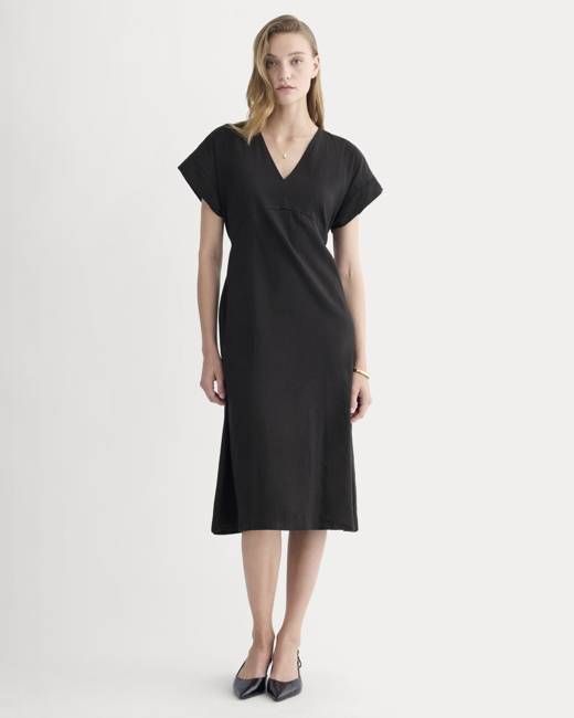 The Tie-Back Dress in Stretch Linen | Black