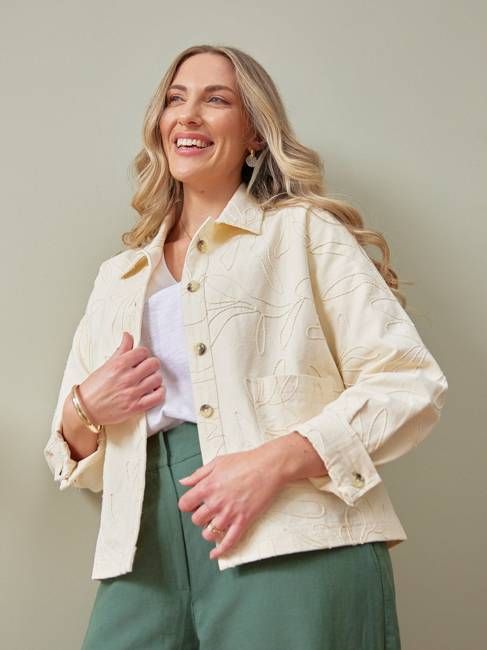 Lizzie Embroidered Summer Jacket - Cream