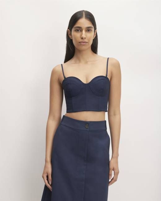 The Structured Cotton Bustier | Navy