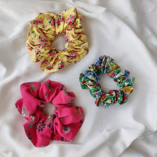 Pack of Three Floral Scrunchies - Chillax.co