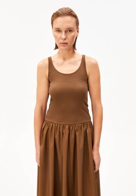 MATERIAL MIX DRESS | dried palm-dried palm