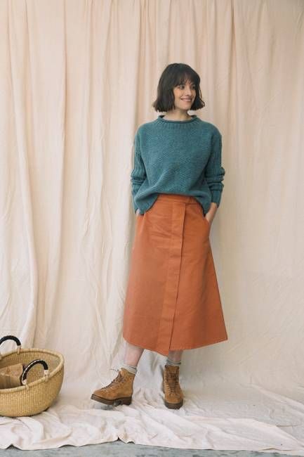 Wisteria Organic Cotton Twill Skirt in Tortoiseshell