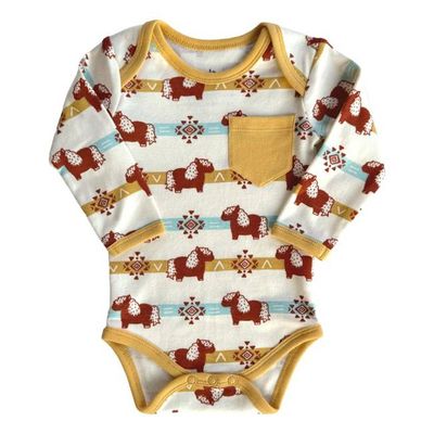 GOTS Certified Organic Cotton Long Sleeve Bodysuit - Aztec Pony