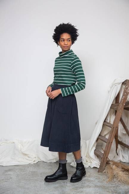 Alma Organic Cotton Corduroy Skirt in Night Sky Navy