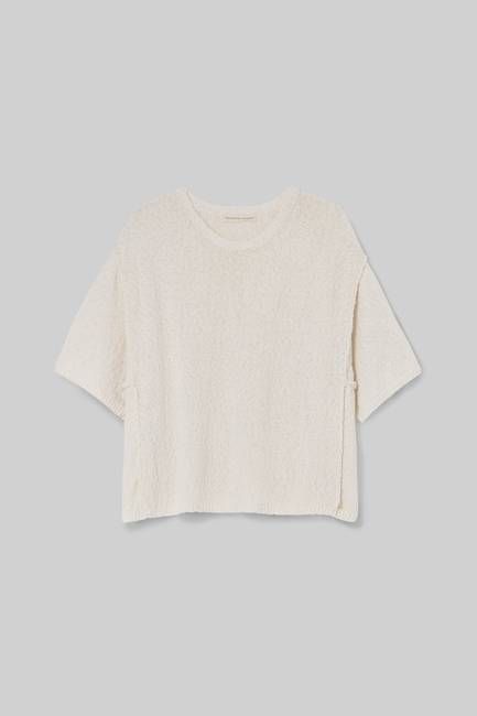 Alessia Cotton Linen Knit Top in Off White