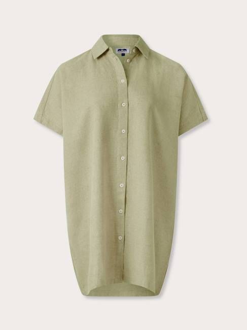 Womens Kerala Green Mayaguana Linen Shirt Dress