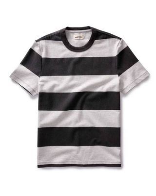The Organic Cotton Shop Tee in Faded Black Stripe