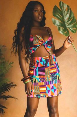 Doreen A Line mini skirt in Savannah Rainbow