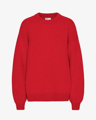 Oversized Merino Wool Crew - Scarlet Red
