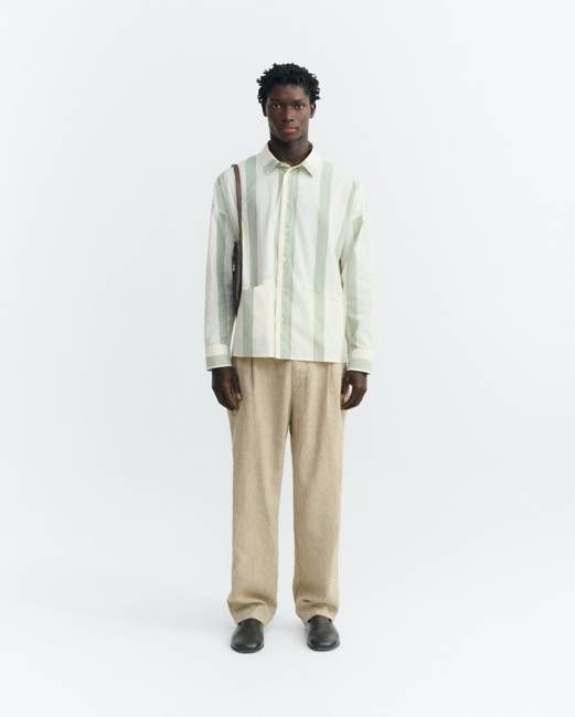 Jim green striped poplin shirt