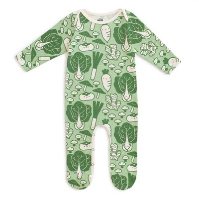 Footed Romper - Veggies Green